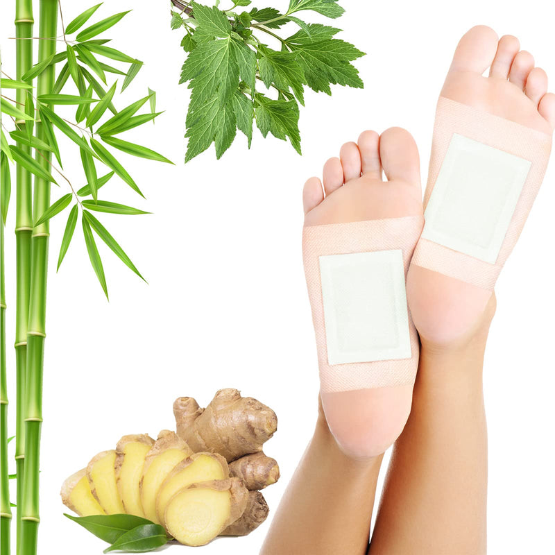 [Australia] - Lymphatic Drainage Ginger Foot Pads 50 Pads - Ginger Oil Foot Patches Deep Cleansing Sleep Aids Relieve Stress and Fatigue Improve Sleep Quality 