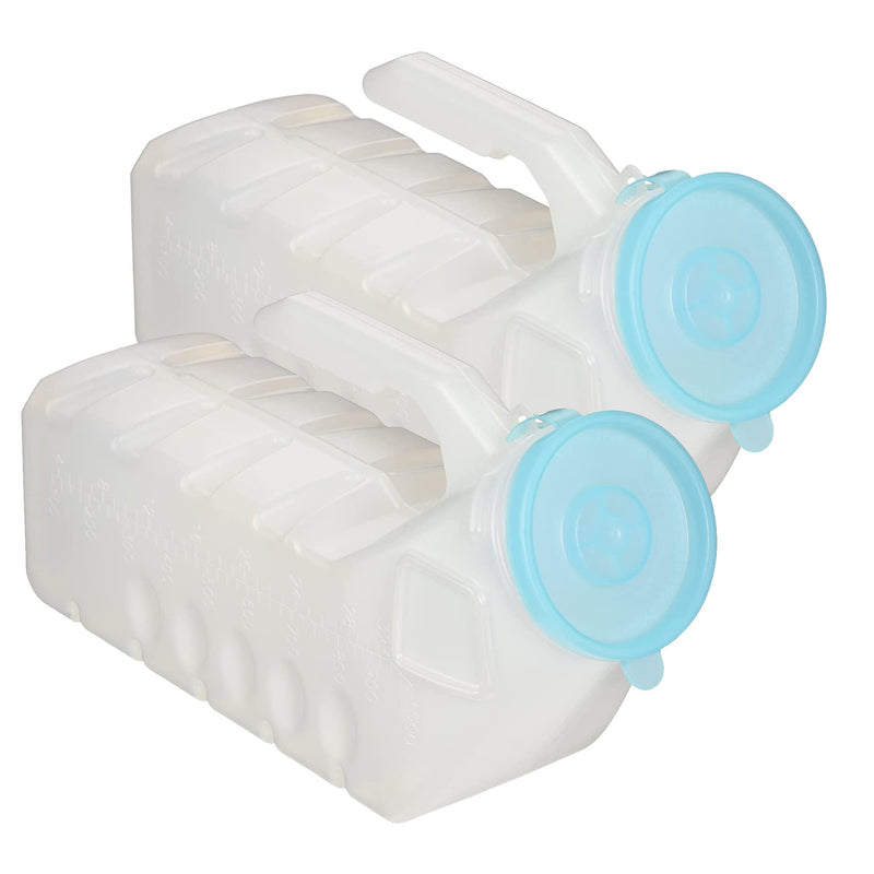 [Australia] - MedVance- Urinals for Men 1000ml with Glow in The Dark Spill Proof Pop Cap Lid, Plastic Pee Bottles for Men, Male Urinals, Pee Container Men, Portable Urinal for Car, Elderly & Incontinence (2 Pack) 