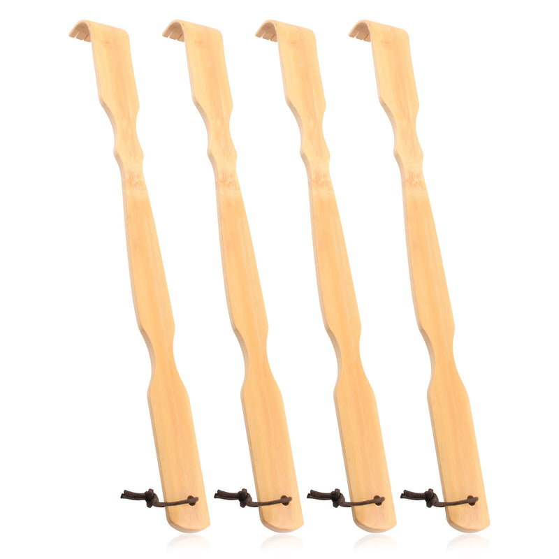 [Australia] - Renook Wooden Bamboo Back Scratcher, 4 PCS 17 Inch Long Handle Back Scratchers for Adults Men Women,Large Long Handle Wood Back Scratcher,Back Itching Artifact.Father's Day Gifts 4 Pack 