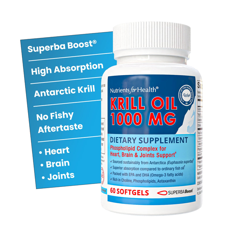 Rawleigh Superba Boost® Antarctic Krill Oil 1000mg | No Fishy Aftertaste | High Absorption Omega-3 EPA & DHA with Phospholipids & Astaxanthin – Supports Heart, Brain & Joint Health – (60 Softgels)