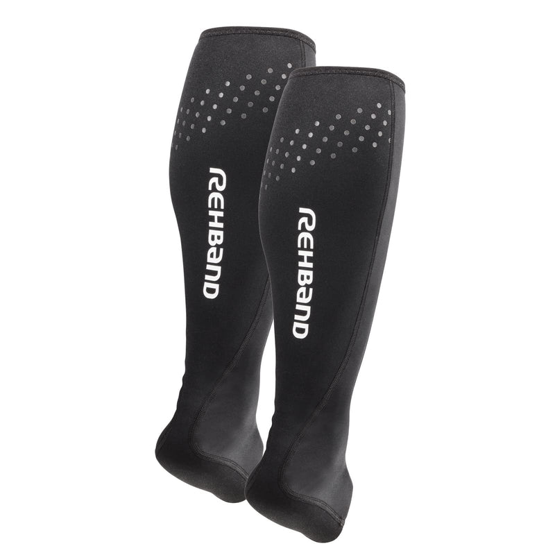 Rehband Neoprene Achilles Tendon Brace for Men & Women, 1 Pair Ankle Brace Supports Achilles Tendonitis & Pain Relief, Compression Sleeve against cramps, Colour:Black, Size:Large Large Black