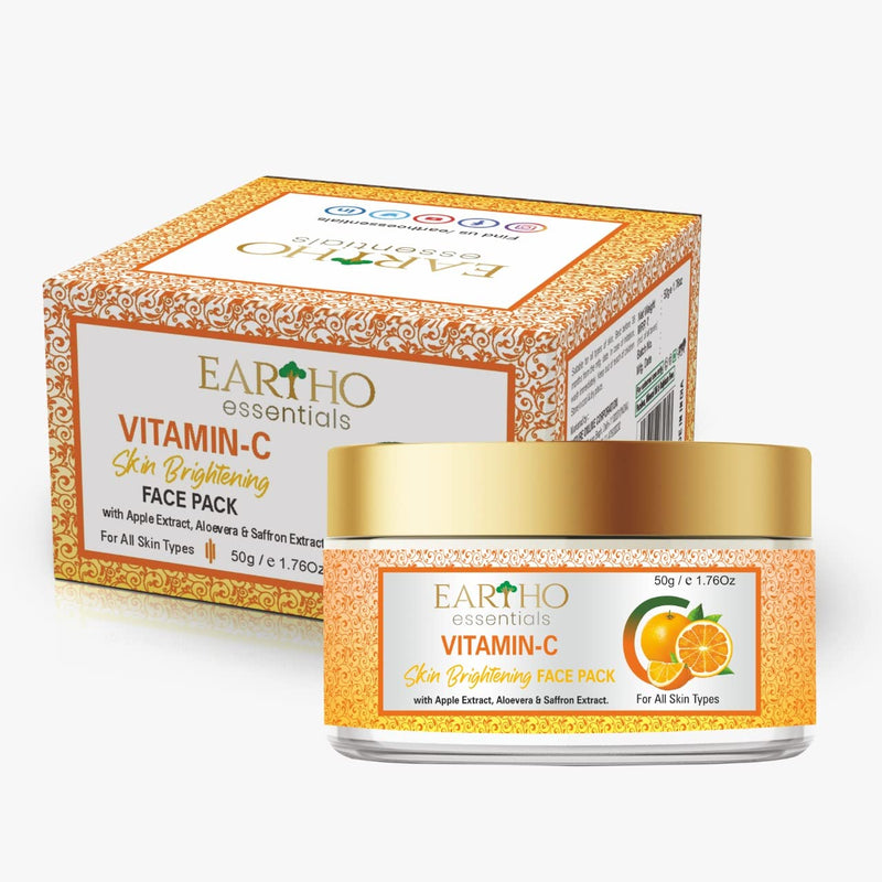 Ayurvedic Vitamin C Skin Brightening Face Pack with Apple Extract, Aloevera & Saffron Extract 50g