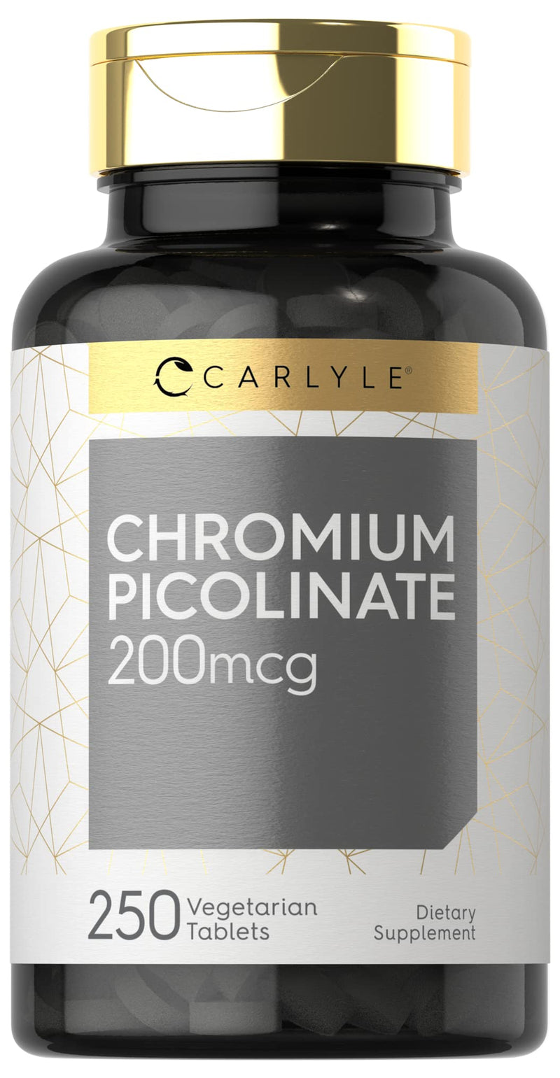 [Australia] - Carlyle Chromium Picolinate 200mcg | 250 Tablets | Vegetarian, Non-GMO, Gluten Free Supplement 