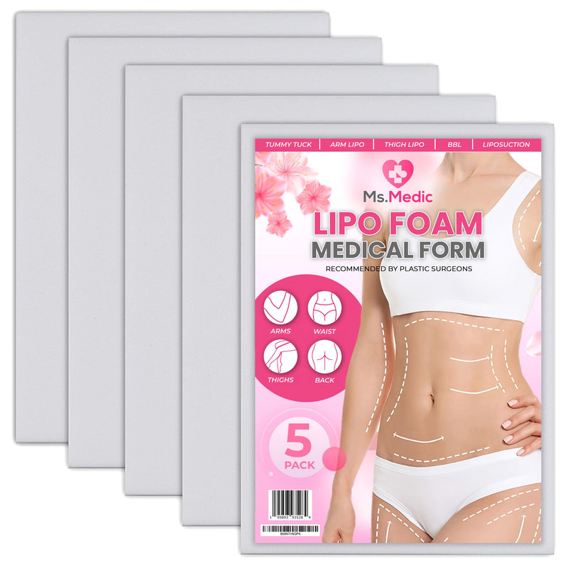 [Australia] - Ms.Medic [5 Pack] Lipo Foam Ab Board for all types of Compression Garments to help Post Surgery Liposuction, Tummy Tucks, Arm &Thigh Lipo, & BBL 5 