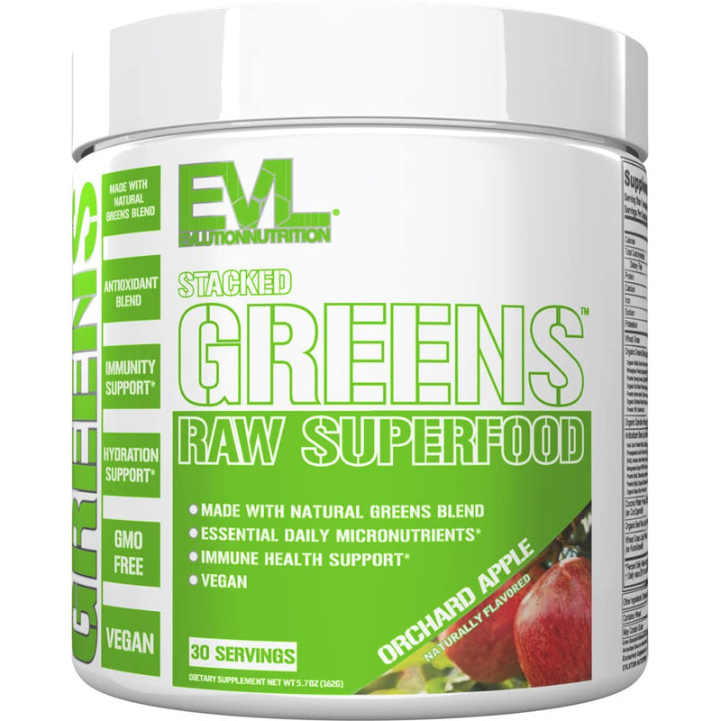 [Australia] - Evlution Nutrition Stacked Greens Raw Superfood, Vegan, Gluten-Free, 30 Servings (Orchard Apple V2) Orchard Apple V2 