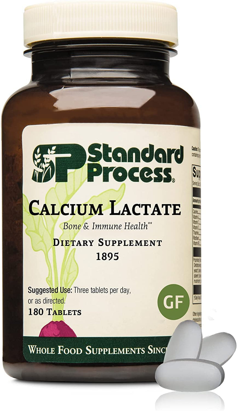 [Australia] - Standard Process Calcium Lactate - Immune Support and Bone Strength - Bone Health and Muscle Supplement with Magnesium and Calcium - 180 Tablets Unflavored 180 Count (Pack of 1) 