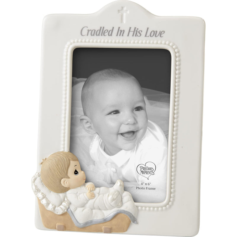 [Australia] - Baby In Cradle Baptism Photo Frame - Boy, White 