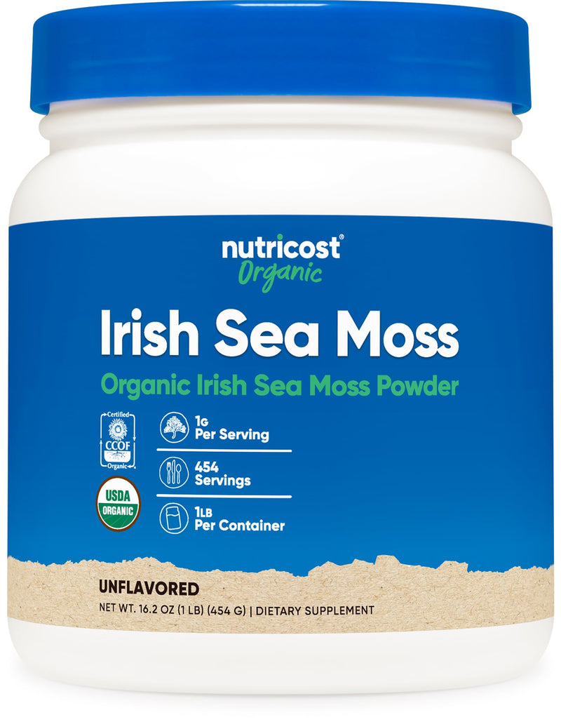 Nutricost Organic Irish Moss Powder (1 LB) Gluten Free, GMO-Free | Vegetarian Friendly