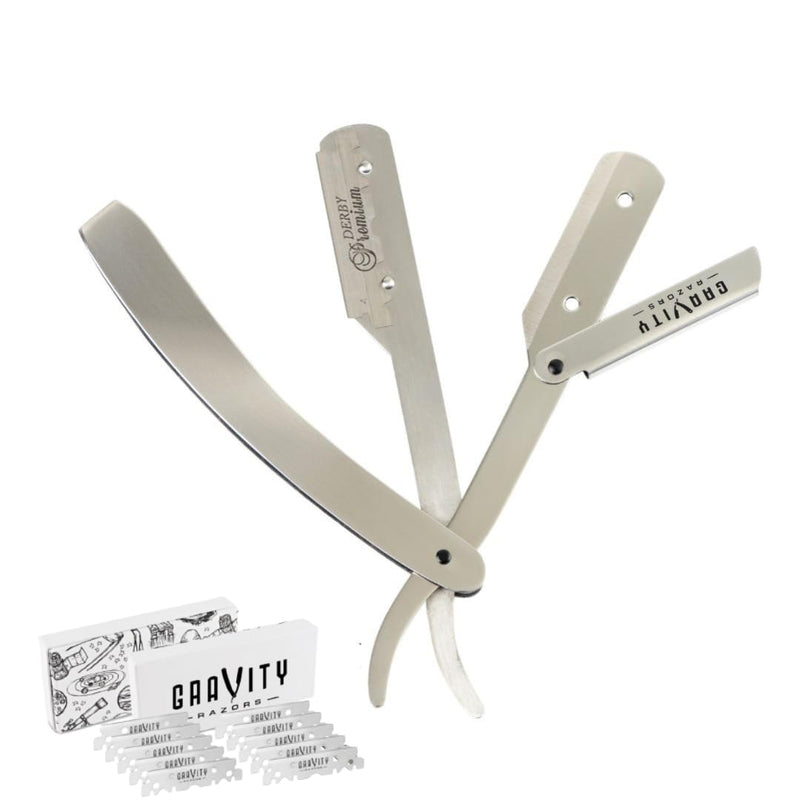 [Australia] - Professional Straight Razor - Minimal Exposure Straight Razor Kit with 10 Gravity Premium Blades, .5mm Exposed (Chicago) Chicago 