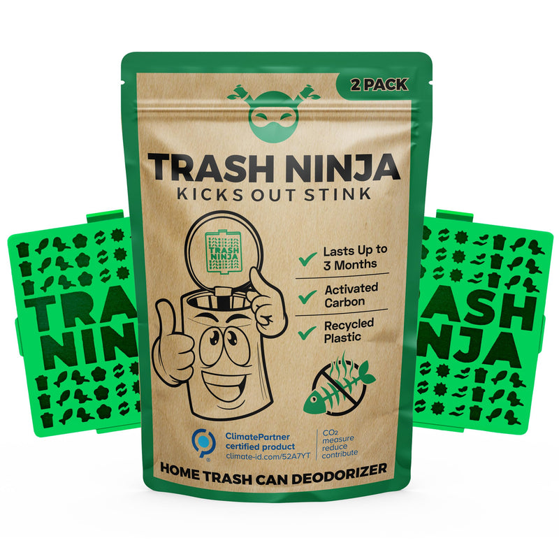 [Australia] - Trash Ninja Trash Can Deodorizer and Odor Eliminator (2 Pack) for Indoor Trash Cans Up to 10 Gallons, Made with Natural Activated Carbon - Lasts Up to 3 Months - Garbage Can Deodorizer to Control Odor 