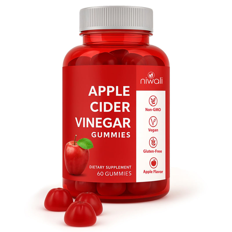 Apple Cider Vinegar ACV Gummies - 60 Counts | Vitamin B9, B12, Beetroot, Pomegranate | Support Immunity, Digestion and Detox | Gluten-Free, Vegan, Non-GMO
