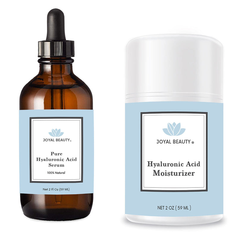 JOYAL BEAUTY Hyaluronic Acid Serum 2oz and Hyaluronic Acid Vitamin C E Face Eye Cream Gel Moisturizer