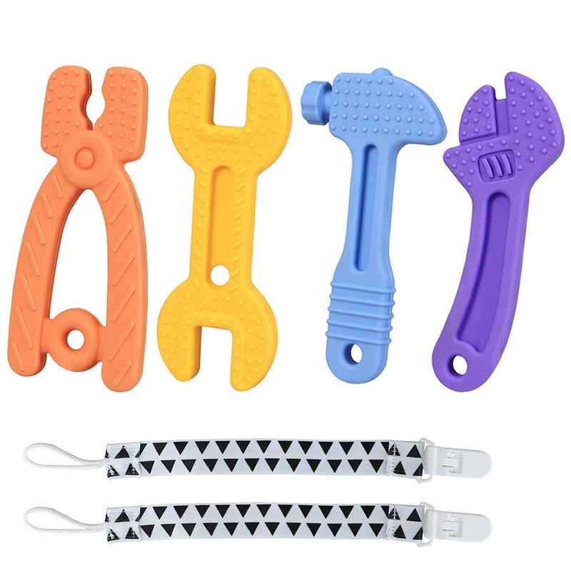 [Australia] - HAILI Baby Teething Toys for 0-6 Months 6-12 Months, Freezer BPA Free Silicone Baby Molar Teether Chew Toys, Hammer Wrench Spanner Pliers Shape Baby Boy Toys Blue 