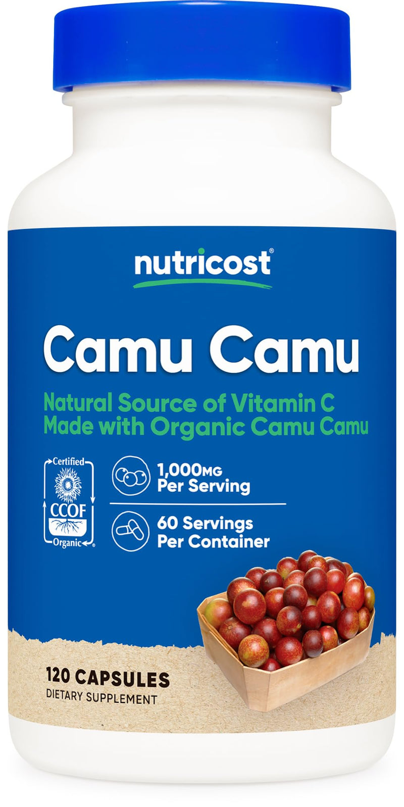 Nutricost Camu Camu (1000mg) 120 Capsules, Gluten Free | CCOF Certified Made with Organic, GMO-Free 120 Count (Pack of 1)