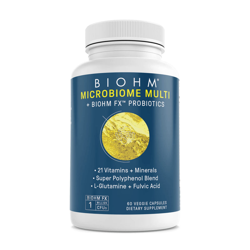 [Australia] - BIOHM Microbiome Multi + Probiotics - 21 Vitamins & Minerals, Green Tea, Glutamine, Antioxidants- 60ct/30 servings for Men and Women - Non-GMO, Gluten Free, Vegetarian 