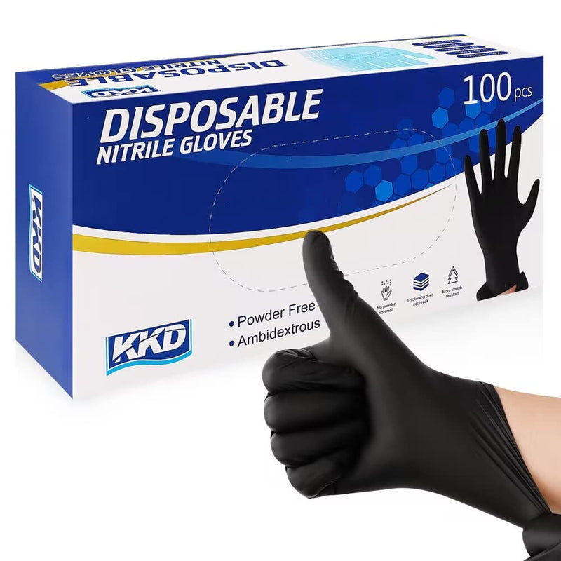 [Australia] - KKD Nitrile Gloves Disposable 100 Count 5.5 Mil Latex Free & Powder Free Gloves For Cooking, Cleaning, Insdustrial and Salon Use, Black, Large B-black-large (100 Count) 