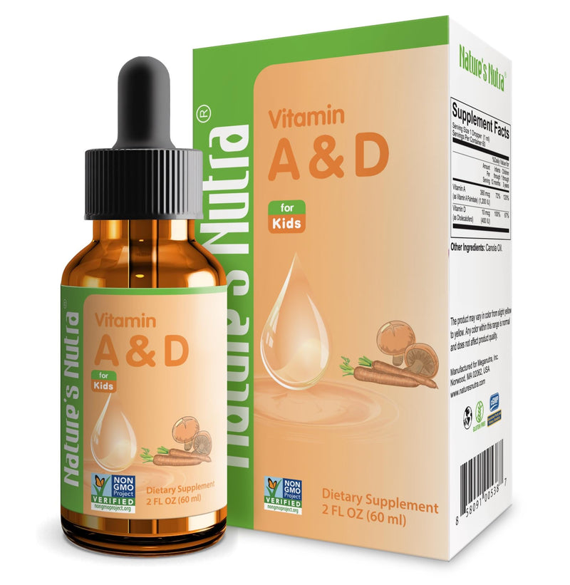 Nature's Nutra Vitamin A&D, Premium Liquid Vitamin A, Vitamin D for Baby, Infant, Kids and Children, Non-GMO, Kosher, 2 Fl Oz (60ml)