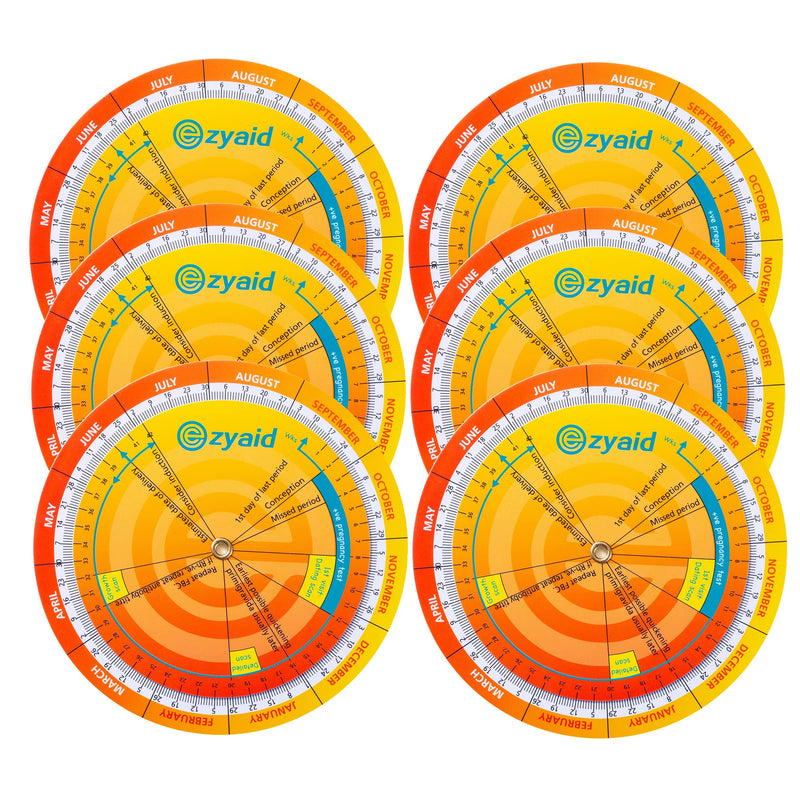 [Australia] - Pregnancy Wheel (Pack of 6), Due Date OB-GYN Calculator for Pregnant Women/Healthcare Providers, Gestational EDC/EDD Wheel with CRL, BPD, HC AC and FL Guide 