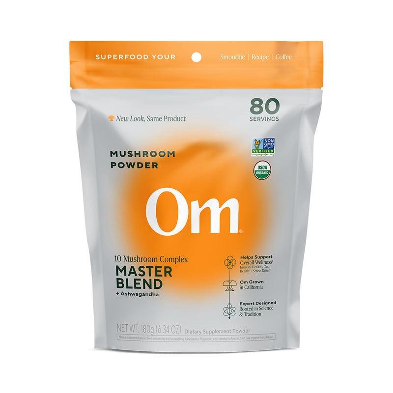 [Australia] - OM Mushrooms Master Blend Mushroom Powder ‚Äì Organic Mushroom Supplement with 10 Mushrooms and Ashwagandha - Support Immunity, Gut Health & Stress Relief, 6.34 oz (80 Servings) 6.2 Ounce (Pack of 1) 