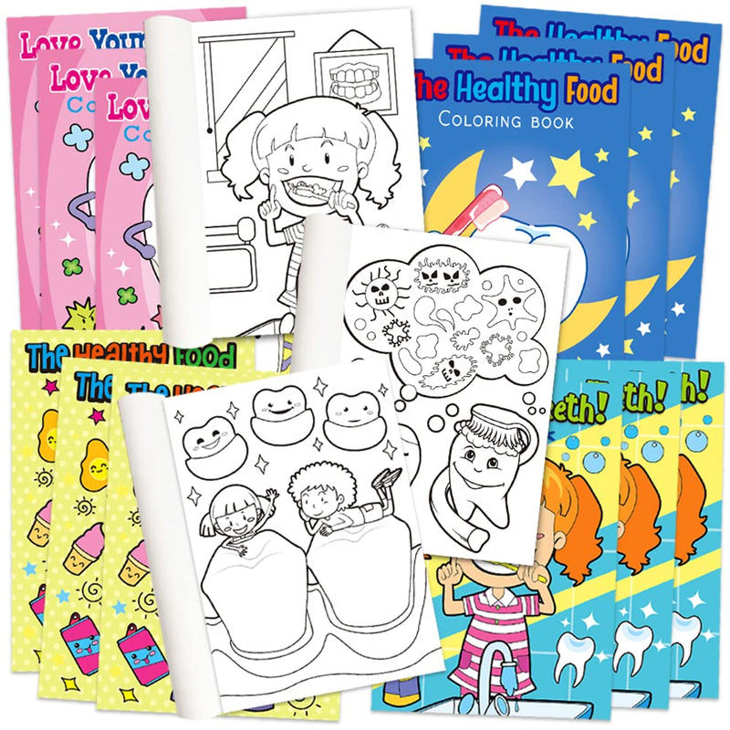 [Australia] - Dental Kids 24‑Pack 5″ × 7″ Mini Dental Coloring & Activity Books – 6 Pages Small Teeth Color Booklets | Classroom & Dental Party Favors, Birthday Goody Bag Gifts, Kids 3+ 