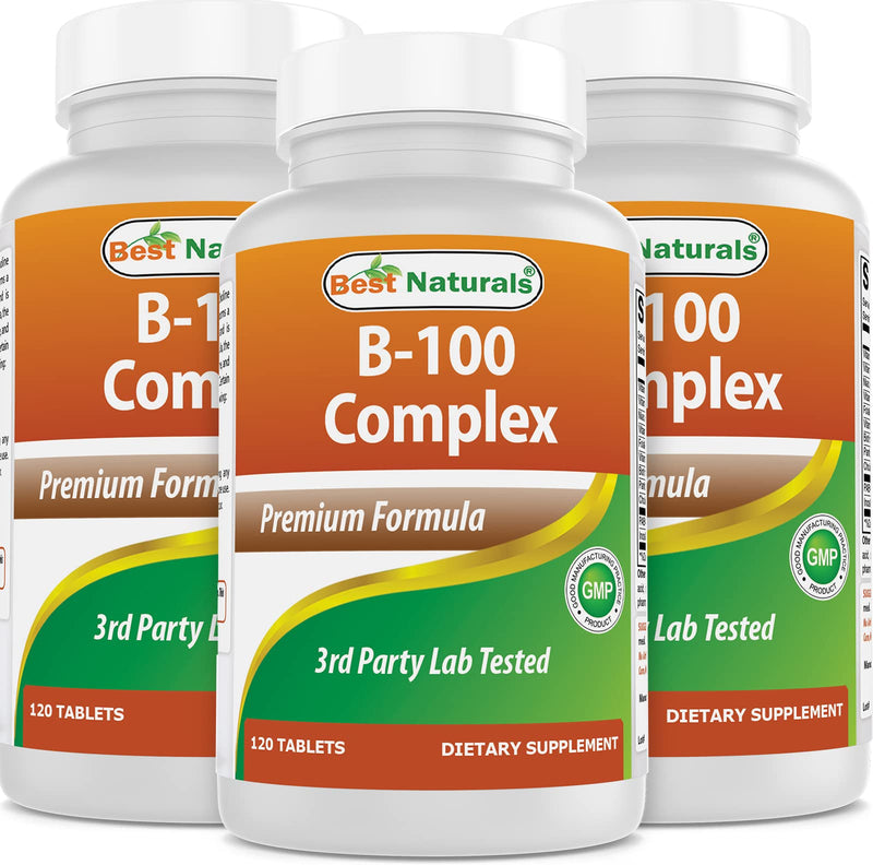 Best Naturals B 100 Complex 120 Tablets (B Complex Vitamins) (120 Count (Pack of 3)) 120 Count (Pack of 3)