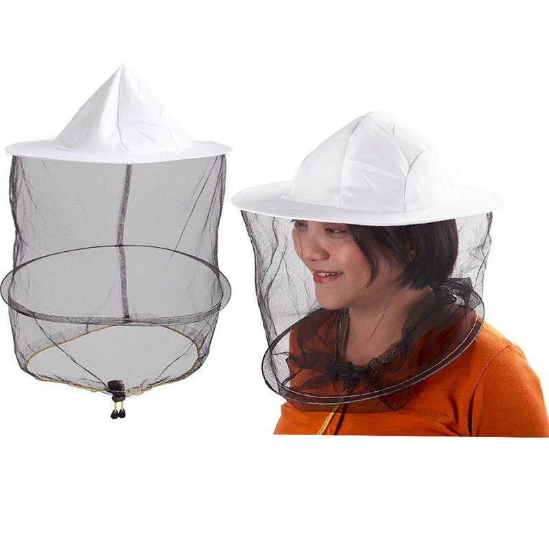 [Australia] - 2 pcs bee Keeping Veil hat Beekeeper bee Keepers Hats gnats Insect Bug Mosquito Cap with net Netting for Men Kid One Size 2pcs White 