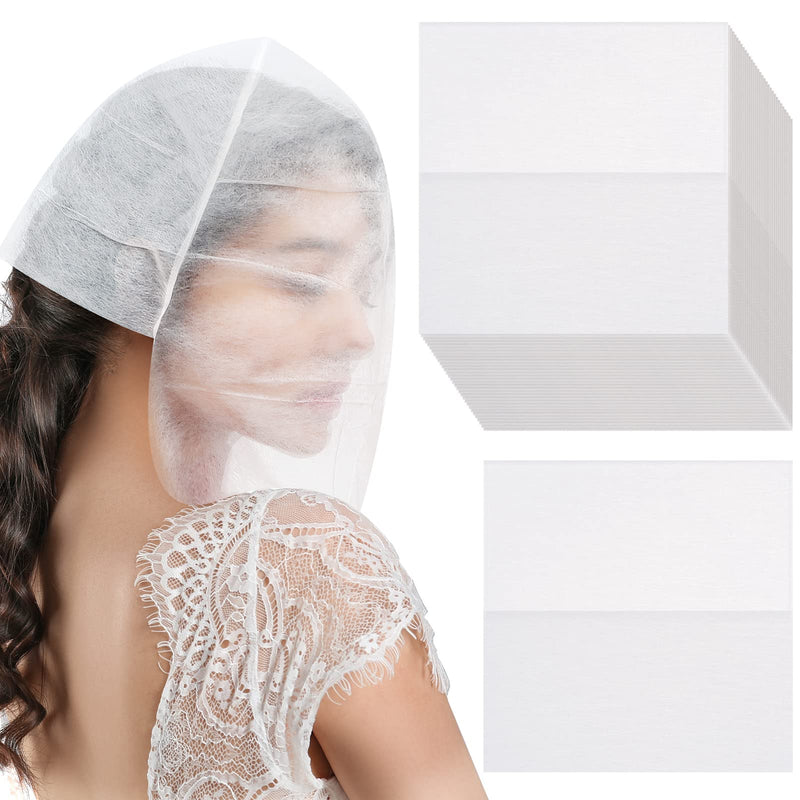 [Australia] - Tegeme 50 Pieces Face Makeup Protector Hood Disposable Cosmetic Mask Beauty Makeup and Clothing Dress Protector Face Mask for Women 