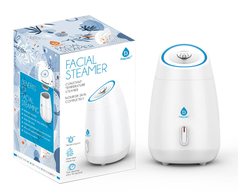 [Australia] - Pursonic White Facial Steamer - Face Steamer for Facial Deep Cleaning Tighten Skin - Daily Hydration for Unclogging Pores & Moisturizing Skin 