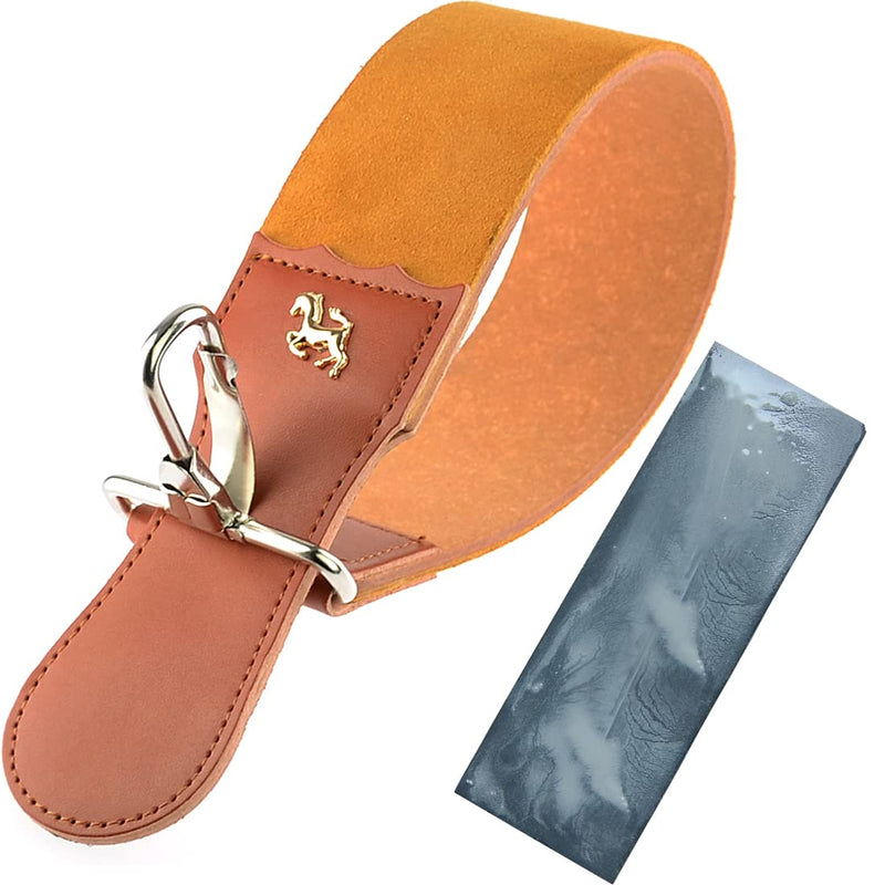[Australia] - Straight Razor Strops with Sharpening Stone Dual Leather Strops Barber Hair Removal Shaving Sharpener Folding Knife Sharpening Belt 