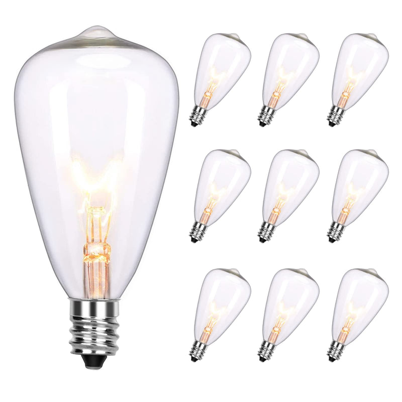 [Australia] - ST38 Edison Replacement Light Bulbs, 7W Clear Glass String Lights for Outdoor Patio Garden Wedding Decor, C7/E12 Screw Base, 10 Pack St38 