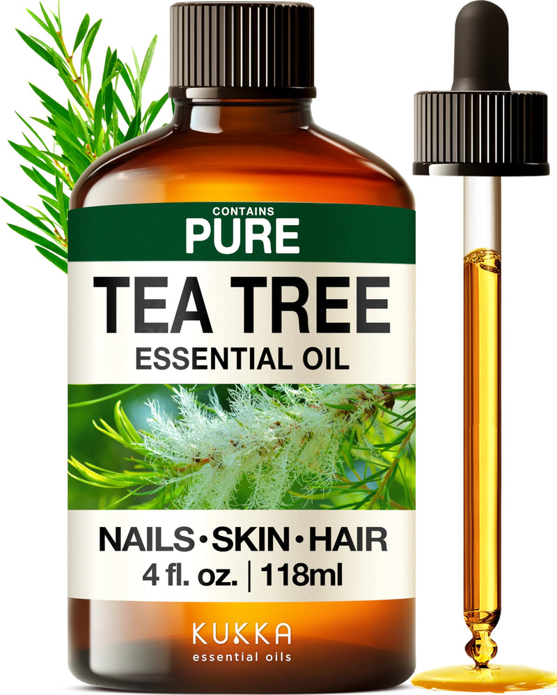 [Australia] - Kukka Essential Oils Tea Tree Oil for Skin, Hair, Nails & Toenails, Aromatherapy - 4 Fl Oz / 118 ml, DIY Soap Making Scents 