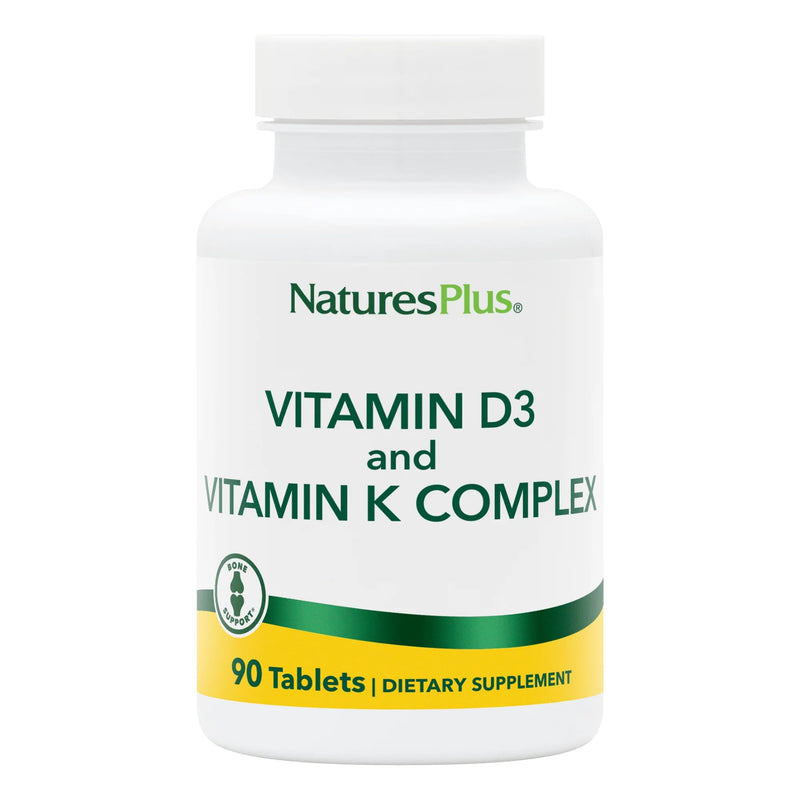 NaturesPlus Vitamins D3 & K2 - 90 Tablets - Promotes Bone Support, Immune Function, Cardiovascular Health & Mood Balance - Vegetarian, Gluten Free - 90 Servings