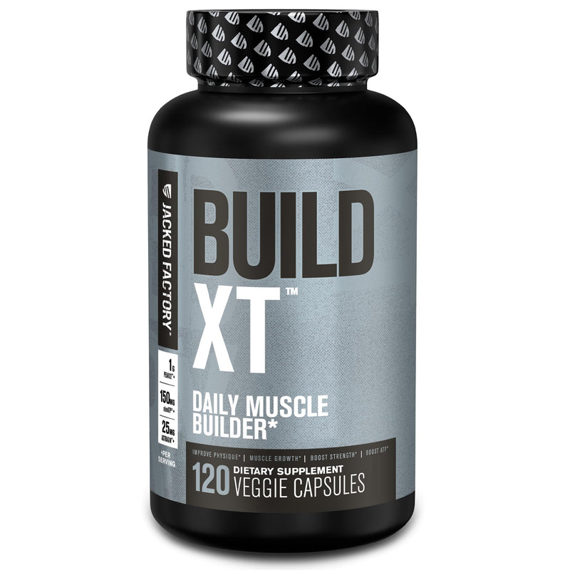 [Australia] - Jacked Factory Build-XT Daily Muscle Builder & Performance Enhancer - Muscle Building Supplement for Muscular Strength & Growth | Trademarked Ingredients Peak02, ElevATP, & Astragin - 120 Veggie Pills 120 Count (Pack of 1) 