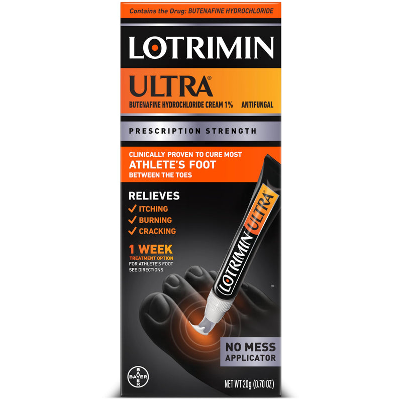 Lotrimin Ultra with No Touch Applicator,1 Week Athlete's Foot Treatment Cream. Prescription Strength Butenafine Hydrochloride 1%,Cures Most Athlete’s Foot Between Toes,Antifungal,0.7 oz (20 Grams) (Pack of 1)
