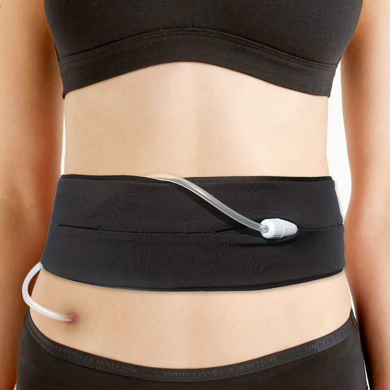 [Australia] - Comfortable Peritoneal Dialysis Belt PD Catheter Holder with Slits Waistband Fanny Pack Feeding Tube G-Tube PEG Accessories Safety Secure Patients Nuring Black,Medium(29"-41") Medium(29"-41") 
