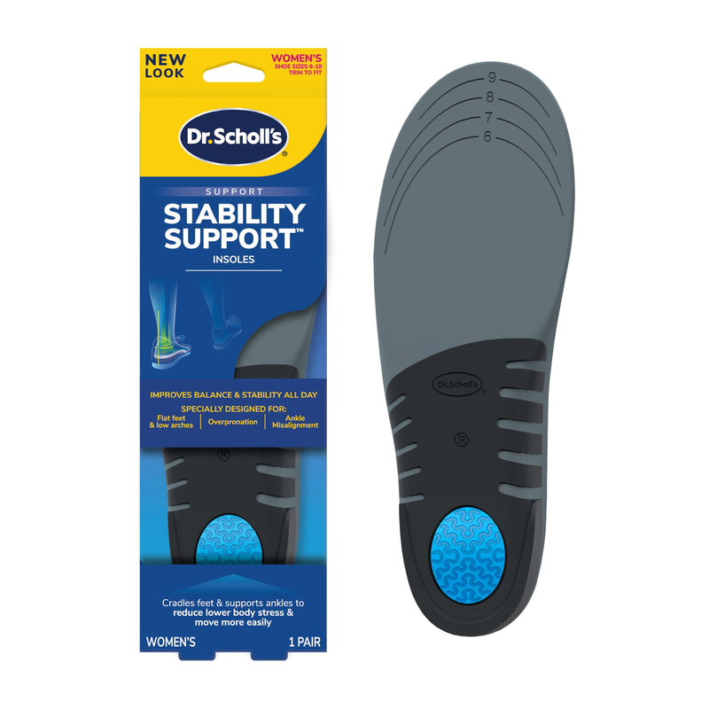 [Australia] - ÔªøDr. Scholl's Stability Support Insoles, Flat Feet & Overpronation Low Arch Support, Improves Balance & Stability, Motion Control, Trim Inserts to Fit Shoes, Women's Size 6-10 Women (Size 6-10) 