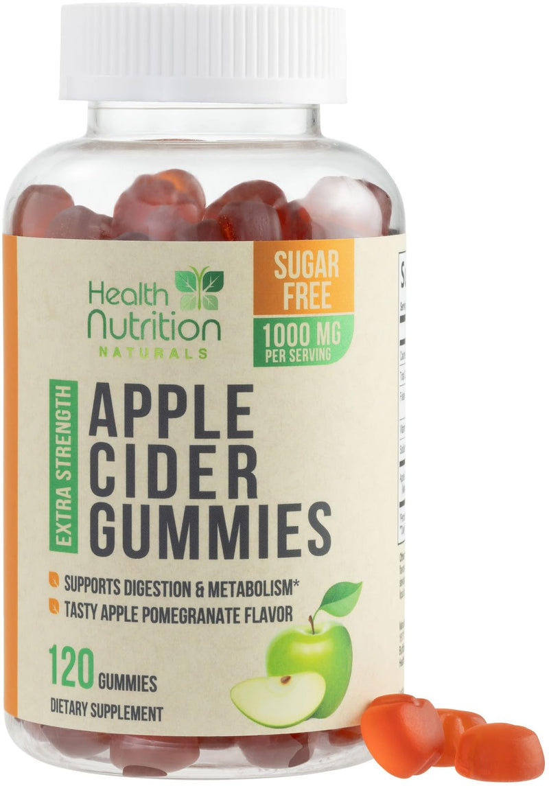 Apple Cider Vinegar Gummies Zero Sugar - Max Strength ACV Gummy Vitamins - Vitamin B12 & The Mother - Metabolism & Energy Support - Vegan Apple Cider Vinegar Gummy Supplement - Non-GMO - 120 Gummies 120 Count (Pack of 1)