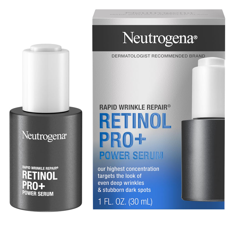 Neutrogena Rapid Wrinkle Repair Retinol Pro+ Power Facial Serum, 1 fl oz | Gentle Anti-Aging Face Serum with Pure Retinol & Nourishing Emollients, Non-Comedogenic, Paraben-Free