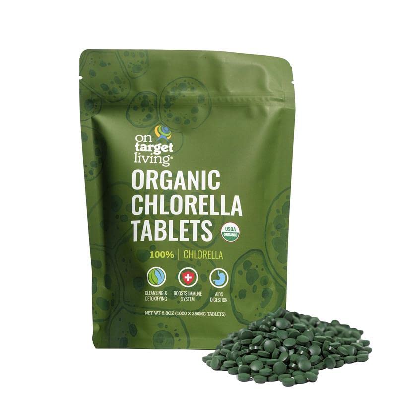 [Australia] - On Target Living Organic Chlorella Tablets | USDA Organic | 1000 Supergreen Tablets | Immune Support | Chlorophyll | Recovery | Athletic Performance | Premium Quality 