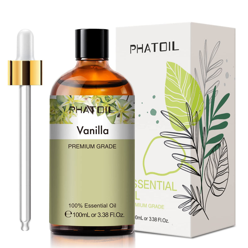 [Australia] - 100ML Vanilla Essential Oil, Huge 3.38fl.oz Bottle Vanilla Oil, Pure Aromatherapy Essential Oils for Diffuser, Humidifier, Scented Oils for Soap, Candle Making 3.38 Fl Oz (Pack of 1) 