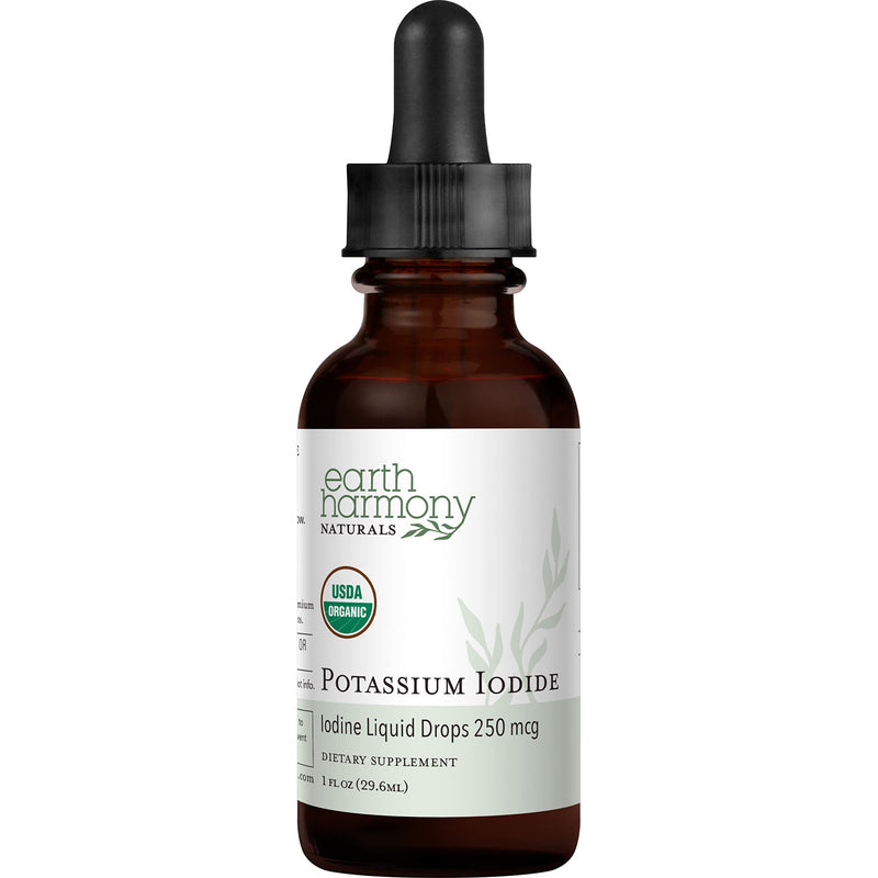 [Australia] - USDA Organic Potassium Iodide 250 mcg Liquid Supplement (6 Month Supply) - Supports The Thyroid Gland and Helps Exposure & Low Levels of Iodine - More Bioavailable Than Iodine Tablets, Pills - 1 Fl Oz Unflavored 1 Fl Oz (Pack of 1) 