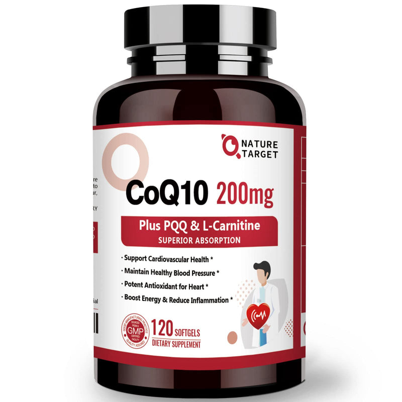 [Australia] - NATURE TARGET CoQ10-200mg with PQQ L-Carnitine & Omega-3s, High Absorption Coenzyme-Q10 with BioPerine, Supports Heart and Immune System, Cellular-Energy-Production, 120 Servings Coq10-400mg 