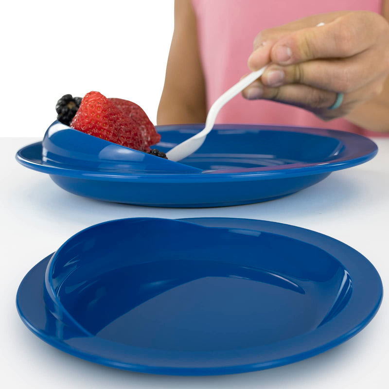 [Australia] - Vive Spill-Proof Scoop Plate, 9" (2 Pack) - Dish with Wall for Disabled, Handicapped, Elderly Adults with Special Needs from Parkinsons, Dementia, Stroke, Tremors with - Non Skid Padded Bottom 2 Pack 