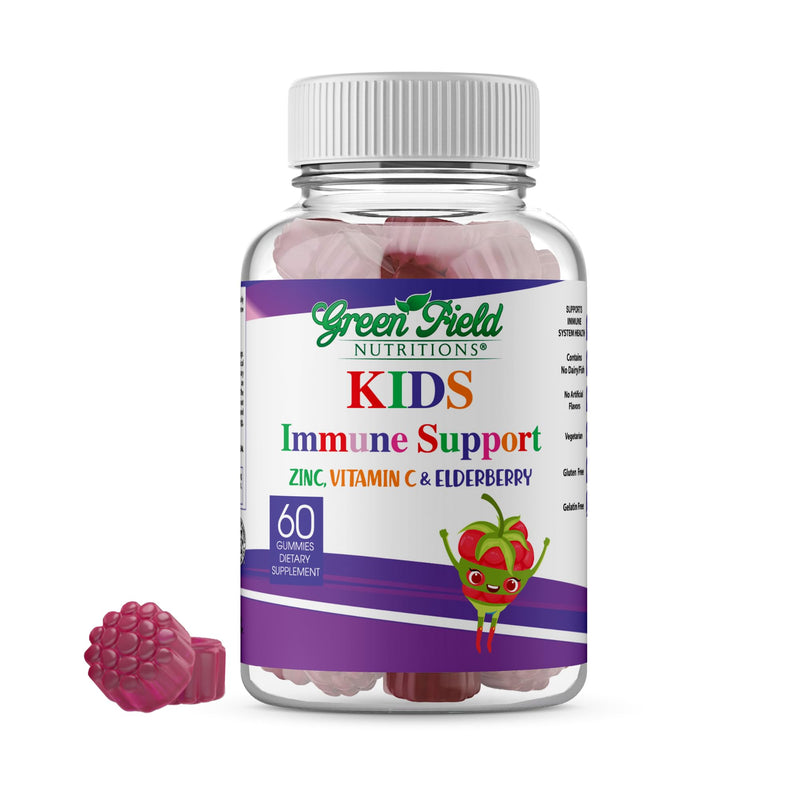 Greenfield Nutritions Halal Immune Support Elderberry Gummies for Kids - Supports Your Immune System Naturally with Halal Zinc and Vitamin C Gummy Halal Vitamins - 60 Delicious Kids Gummy Vitamins