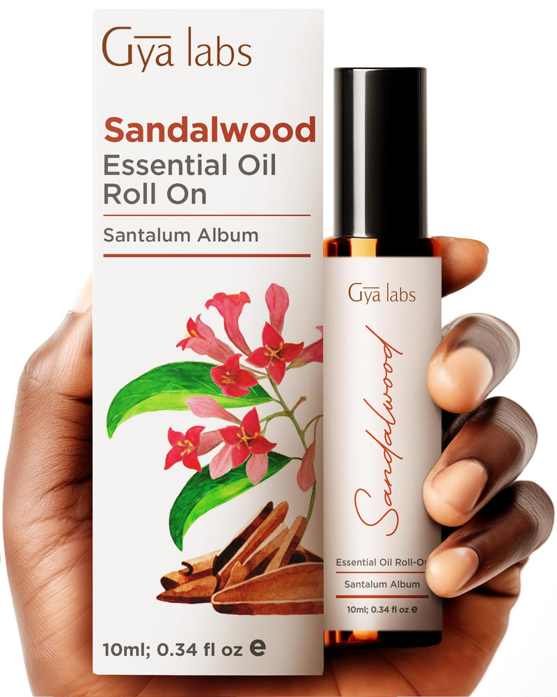 [Australia] - Gya Labs Sandalwood Essential Oils Roll On - 100% Natural Aromatherapy Sandalwood Perfume Oil for Women & Men, Alcohol Free - Perfect Roll On Perfume made with Pure Sandalwood Oil (0.34 Fl Oz) Sandalwood (Roll On) 0.34 Fl Oz (Pack of 1) 