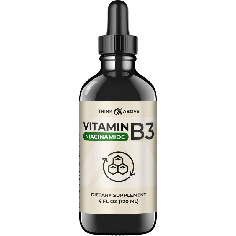 Liquid Vitamin B3 (as Niacinamide) Supplement - Non Flush Form of Niacin - Fast Absorption -Convenient Niacin Drops for Women and Men - 4 oz (120ml ) 4 Fl Oz (Pack of 1)