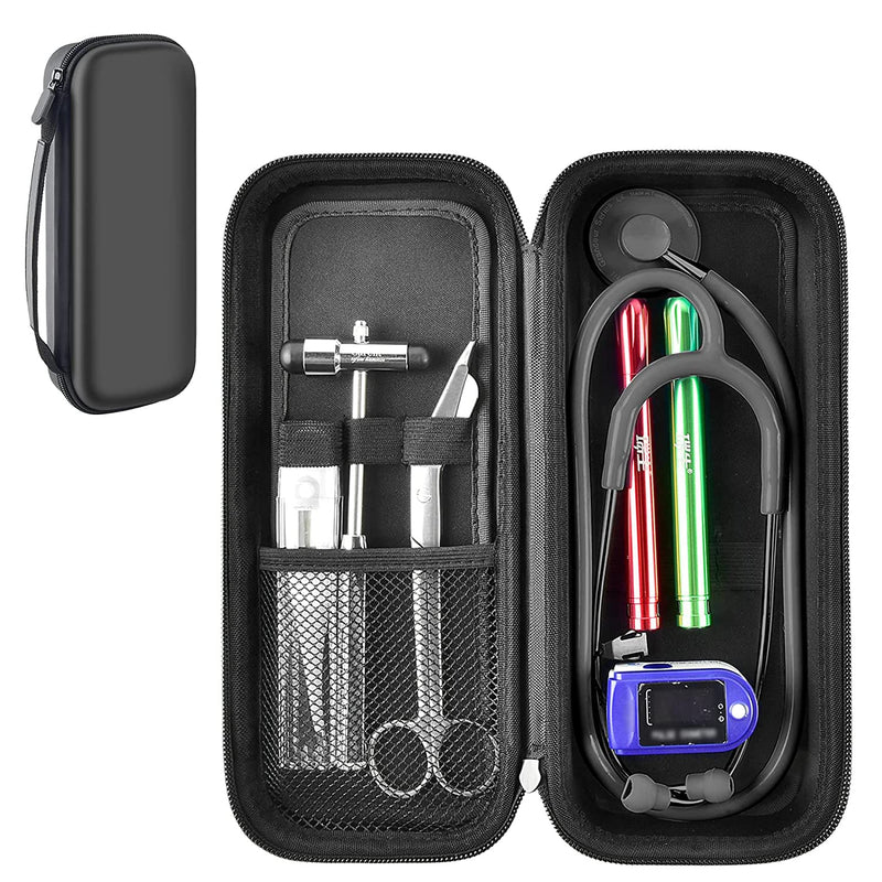 [Australia] - Stethoscope Case Compatible with 3M Littmann Classic III Monitoring/Lightweight II S.E/Cardiology IV Diagnostic/MDF Acoustica Stethoscopes, Extra Pocket for Doctor & Nurse Accessories (Black) Black 