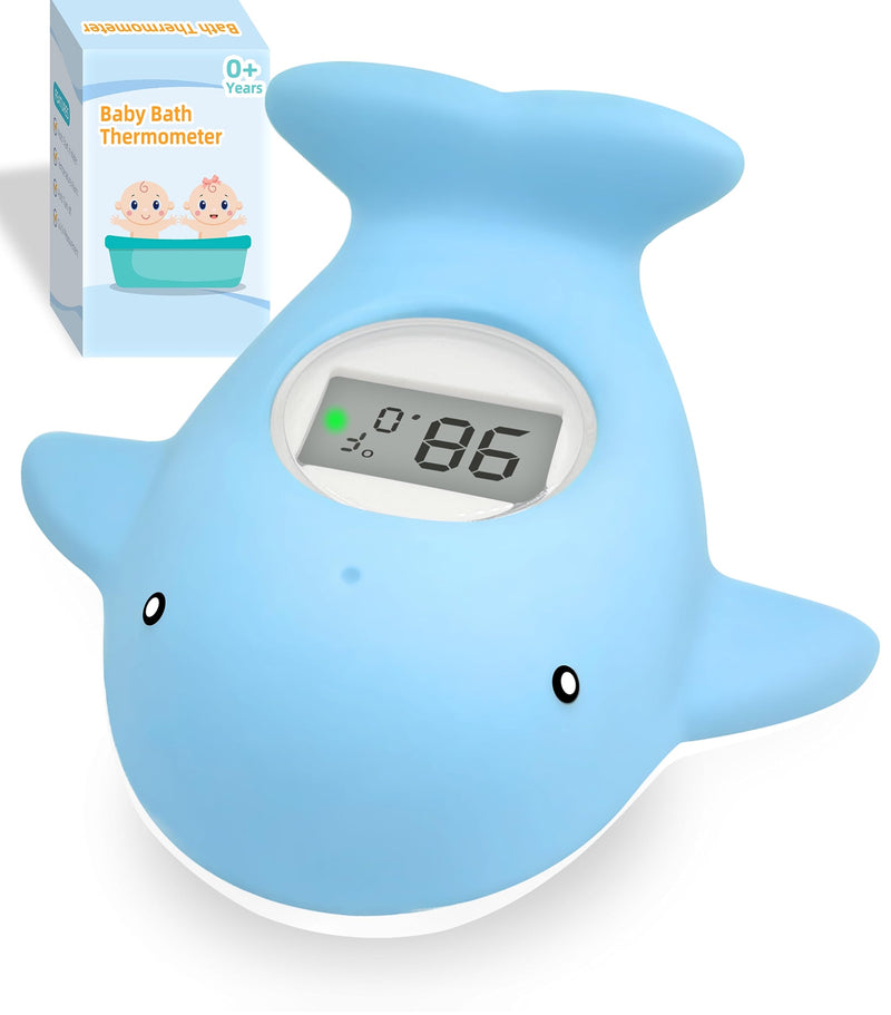 [Australia] - Baby Bath Tub Thermometer - Bathtub Water Thermometer with Room Temperature - Safety Floating Whale Bathtub Toy - New Upgraded Mute Flashing Alert, Gift for Mom Newborn Infant 