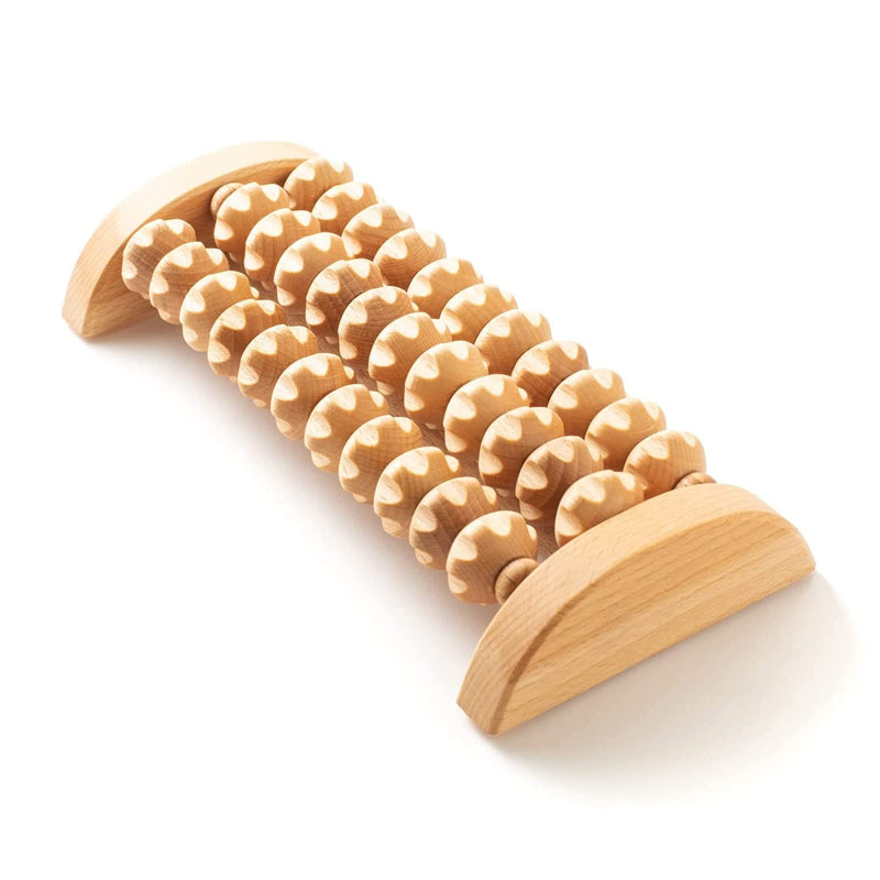 [Australia] - tuuli Wooden Foot Massager, Grooved Muscle Roller, Helps Ease Muscle Tension and Improve Blood Circulation, Natural Wood Therapy Massage Tools for Feet (M) M 
