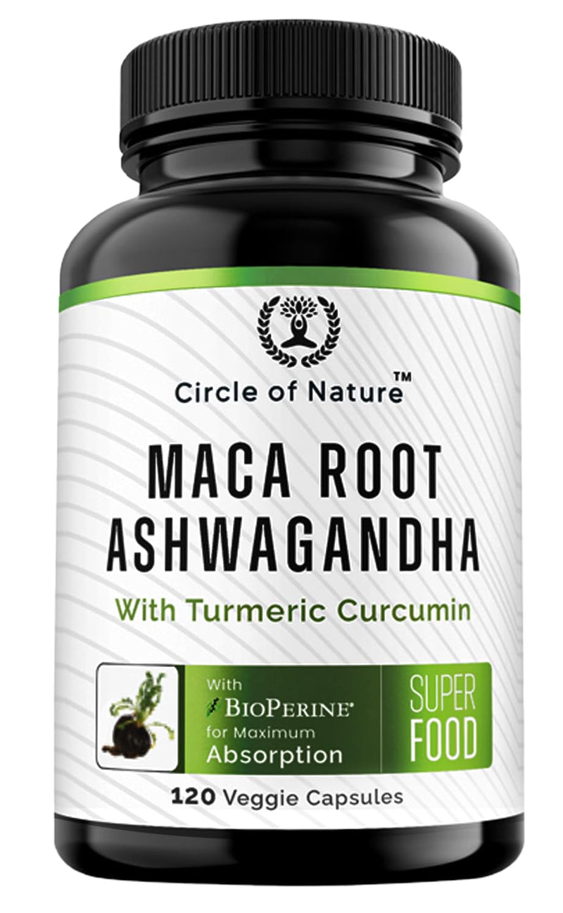 [Australia] - Maca Root 10,000 mg, Ashwagandha 6000mg Extract, Capsules for Men & Women with Turmeric Curcumin and Bioperine 120 Capsules Made in USA 